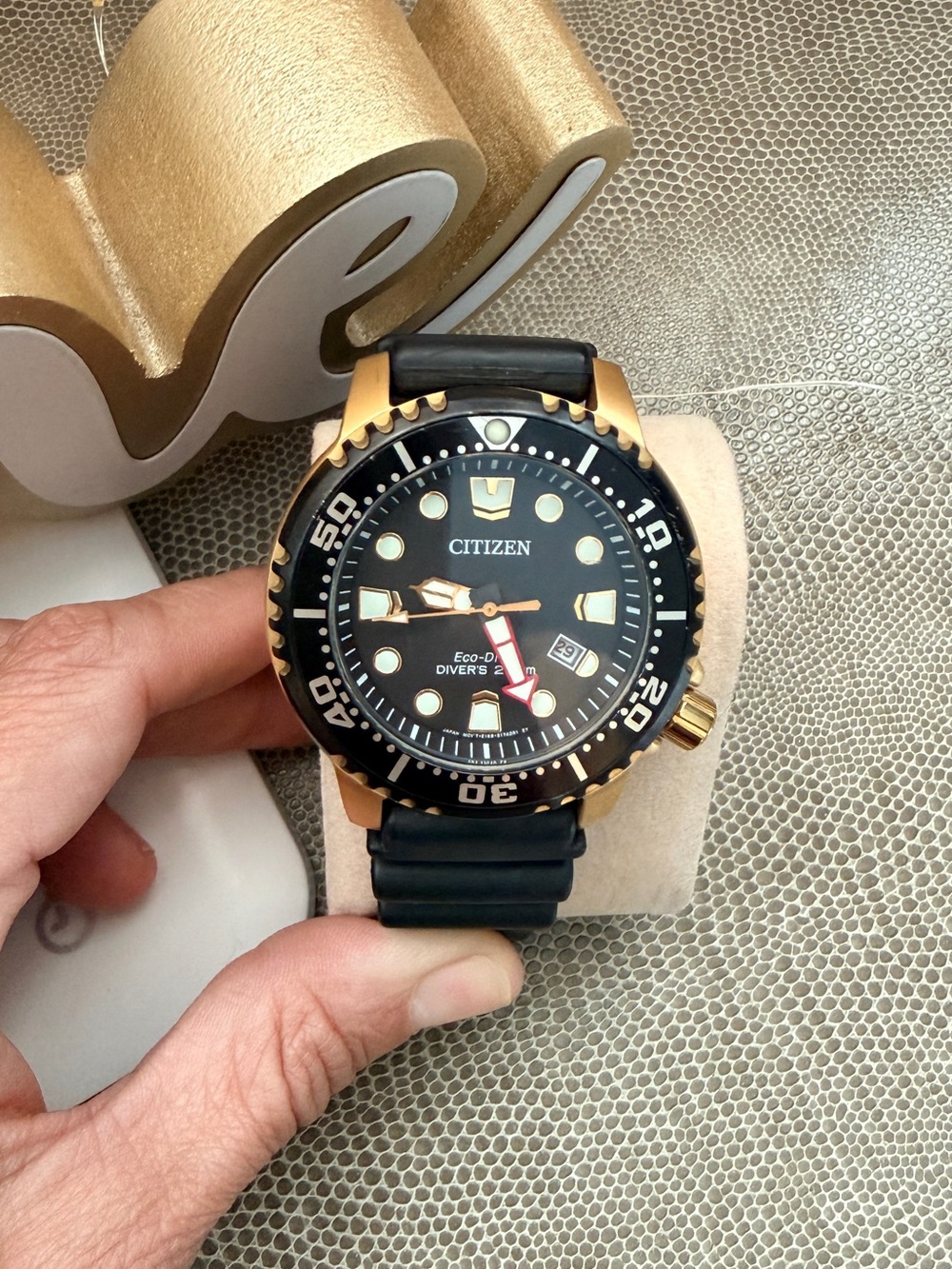 Citizen Black Dial Diver Watch with Gold Accents